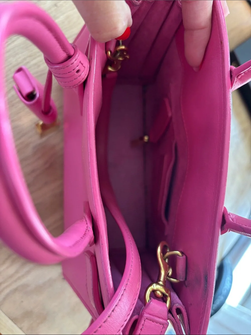 Saint Laurent Fuchsia Small Sac De Jour Leather Satchel